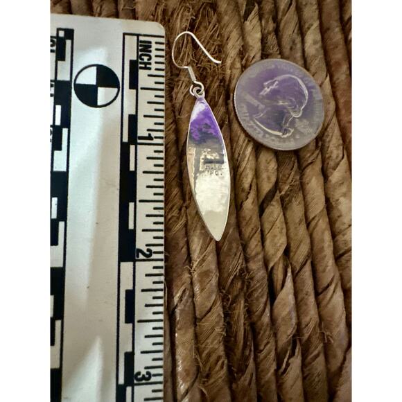 Taxco Mexico Greenish Blue Sonoran Turquoise Dangle Earrings 2” - Picture 3 of 3